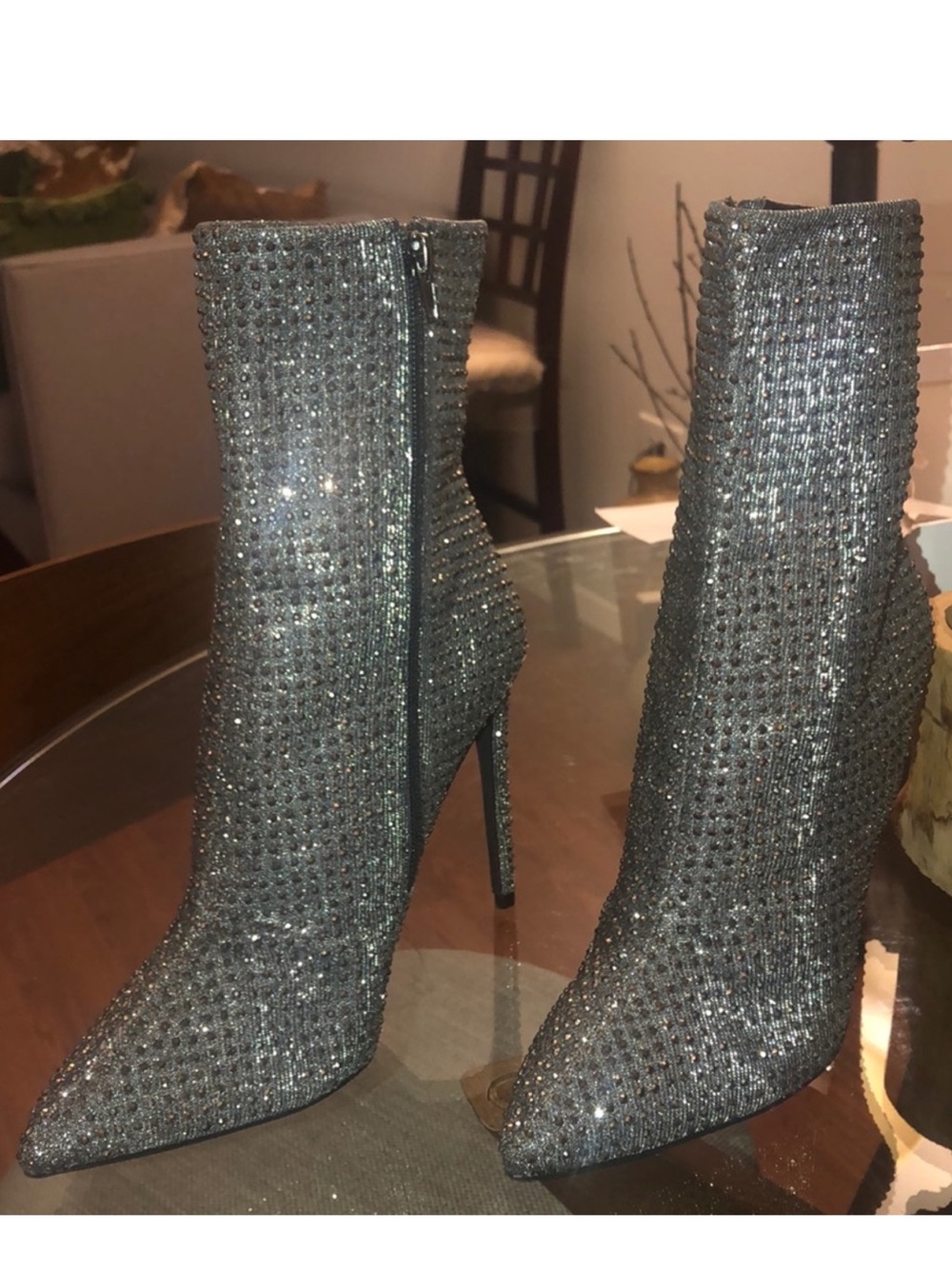 Steve Madden x Cardi B Wifey Rhinestone Ankle Booties Size 8